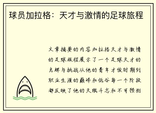 球员加拉格：天才与激情的足球旅程